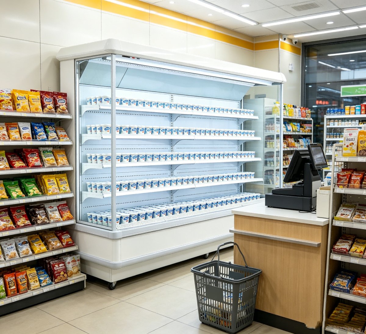 L- Stainless Steel Open Wall Air Chiller for Grocery Fresh Food Display
