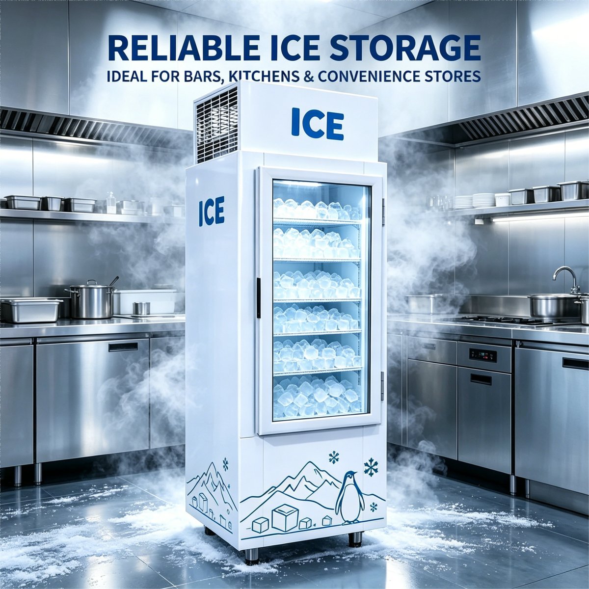 C-Brake Mobile Casters Single Chamber Ice Storage Freezer Fast Direct Cooling Anti-rust Sprayed Cabinet Body
