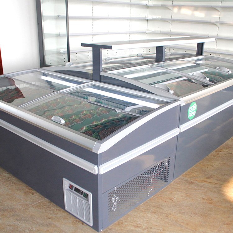 Commercial Frozen Food Cabinet Open Top Combined Deep Island Cabinet Freezer Horizontal Refrigeration Equipment