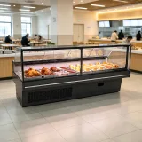 Commercial Flat Glass Pastry Display Refrigerator Dual Zone Cake Dessert Deli Combined Cooling Showcase for Bakery Store