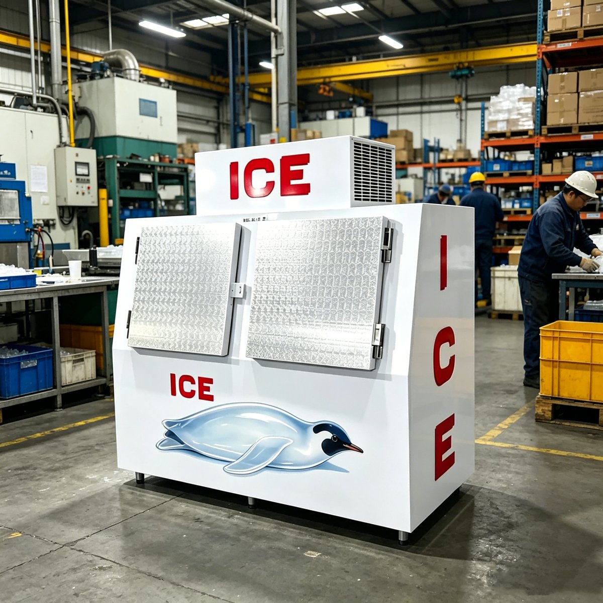 L-Commercial Double Solid Door Ice Storage Freezer Horizontal Bagged Ice Merchandiser Freezer for Gas Station Convenience Store