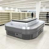 Heavy Duty Corner Meat Cooler Adjustable Trays L-Shaped Display Counter for Fresh Food Market