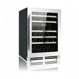 L-Door Open Alarm Wine Cooler Stainless Steel Body Reversible Hinge Undercounter Home Wine Fridge