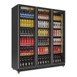 Fan Cooling Yellow Color Three Doors Display Wine Beer Fridge