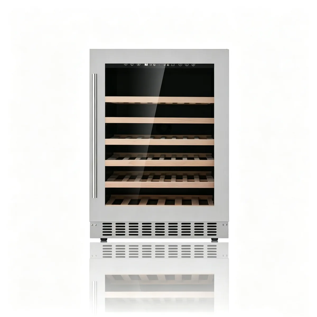 L-Undercounter Wine Fridge With Pull-out Beech Racks Digital Touch Control Compact Home Wine Cabinet