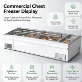 Grey Curved Lid Island Display Freezer Large Capacity Deep Frozen Food Showcase