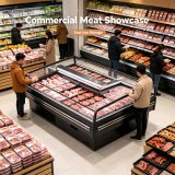 OEM Custom Size Open Top Island Deli Cooler Digital Temp Control Meat Display Chiller for Chain Supermarket