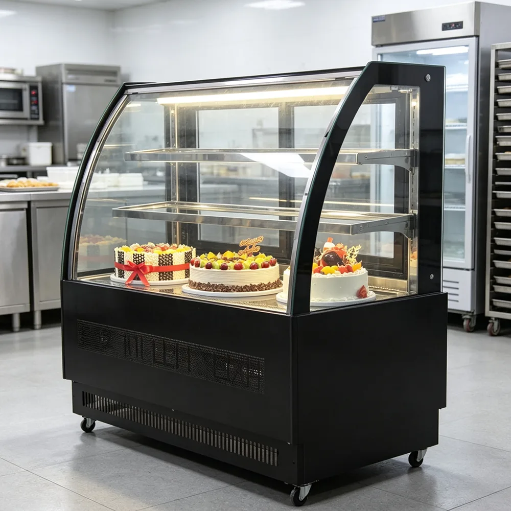 Frost Free Air Cooling Cake Display Case Anti-fog Glass Commercial Bakery Showcase