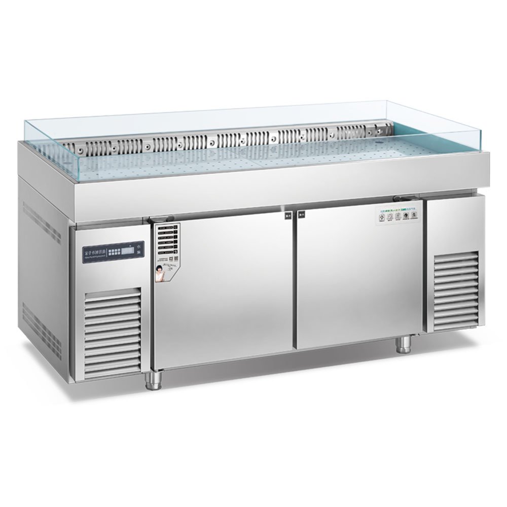 Customized Commercial Under Counter Chiller Workstation Table Refrigerator Ice Shelf Table for Hotels and Restaurants