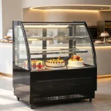 Commercial Cake Display Refrigerator Curved Glass Bakery Cooling Showcase