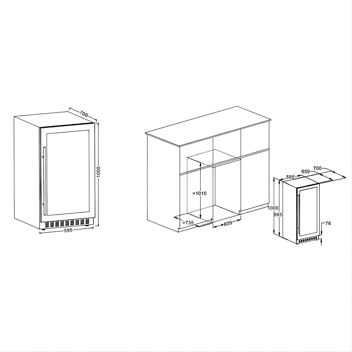 L-  Commercial Slim Wine Display Cabinet Single Door Constant Temp Wine Cooler for Cafe Hotel Restaurant