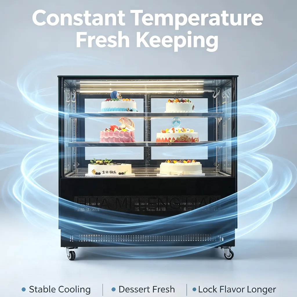 Commercial Glass Cake Display Refrigerator Back Door Access Dessert Chiller Showcase