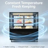 Commercial Glass Cake Display Refrigerator Back Door Access Dessert Chiller Showcase