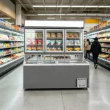 2 Door Upper Frozen Showcase Matched With View Window Base Freezer for Gas Station Retail Outlets
