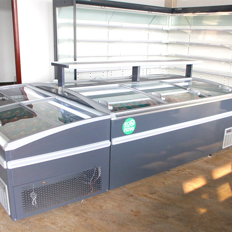 Wholesale Commercial Frozen Food Cabinet Open Top Combined Deep Island Cabinet Freezer Horizontal Display Fridge