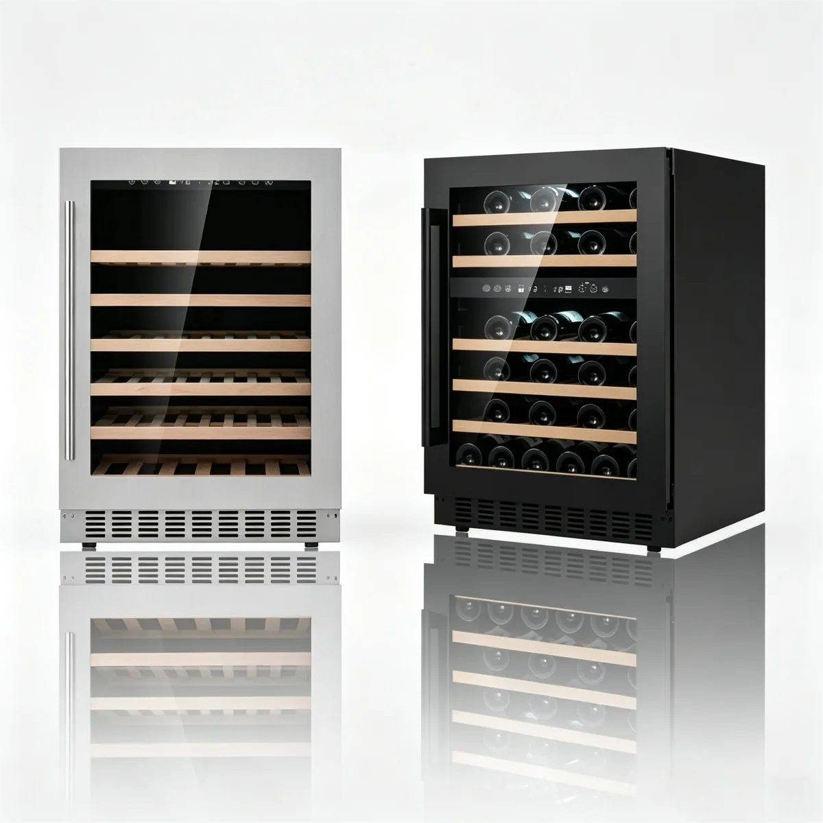 C-165L Vertical Built-in Wine Refrigerator 5-20℃ Solid Wood Storage Racks