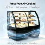 Bakery Use Double Door Cake Refrigerated Showcase Digital Temp Control Anti Fog Curved Glass