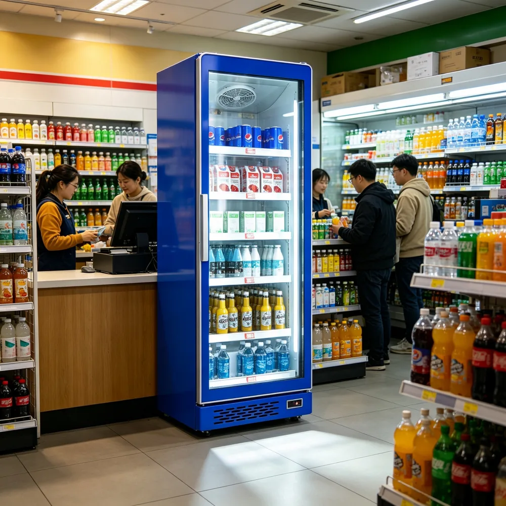 Full Air Cooling Vertical Display Cooler, Energy Saving Commercial Beer Soda Showcase