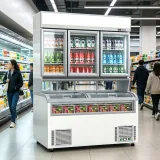 Dual-tier Combined Display Cooler with Top Blank Advertising Light Box for In-store Sales Promotion