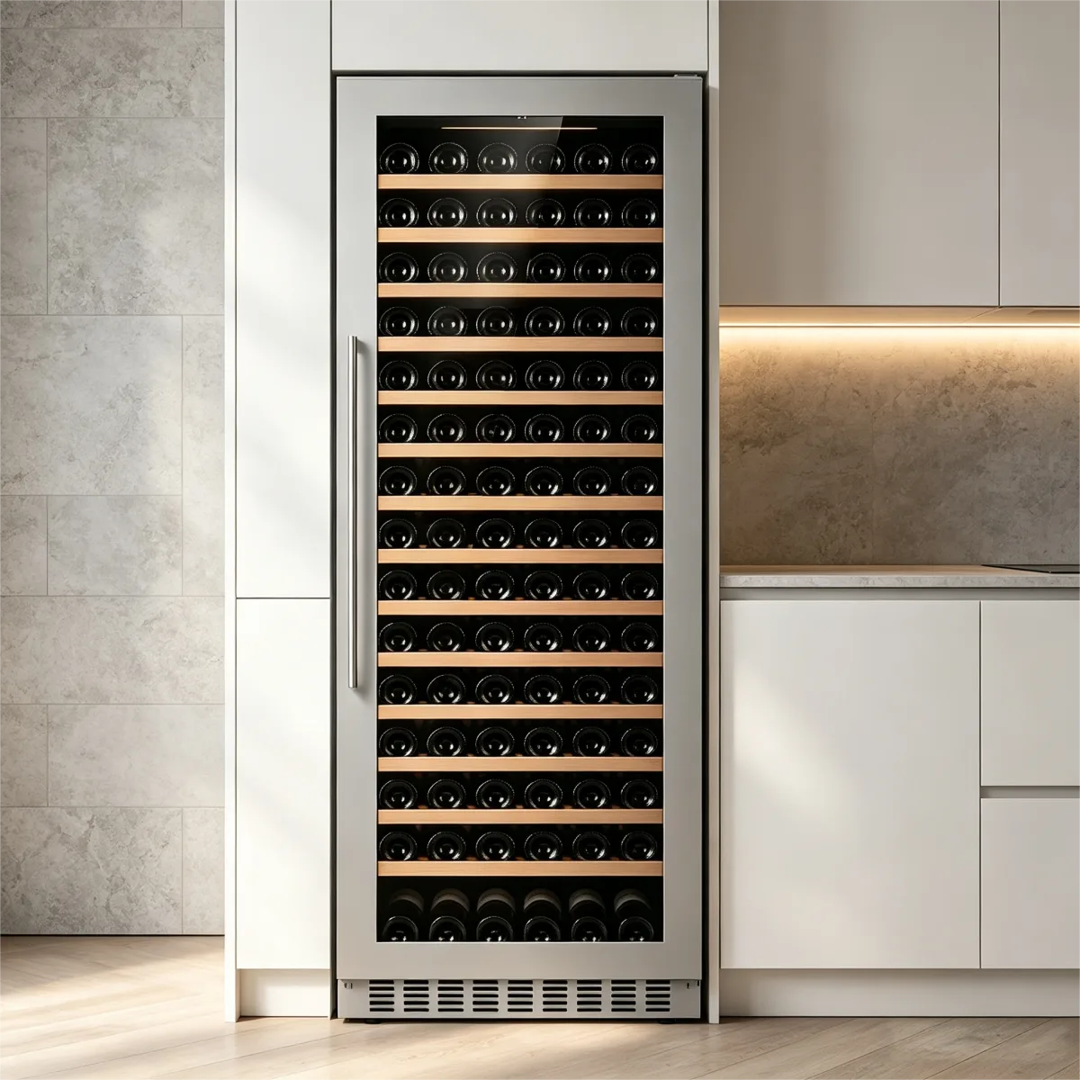 G-Commercial Extra Big Wine Cooler With Pull Out Beech Wood Shelves