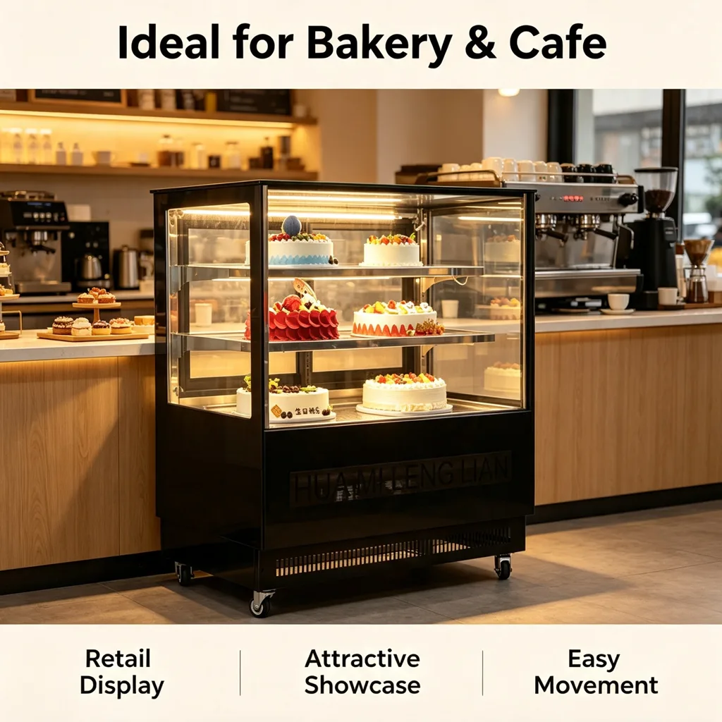 3 Layers Cake Showcase Refrigerator Front Rear Access Dessert Display Cooler For Cafe