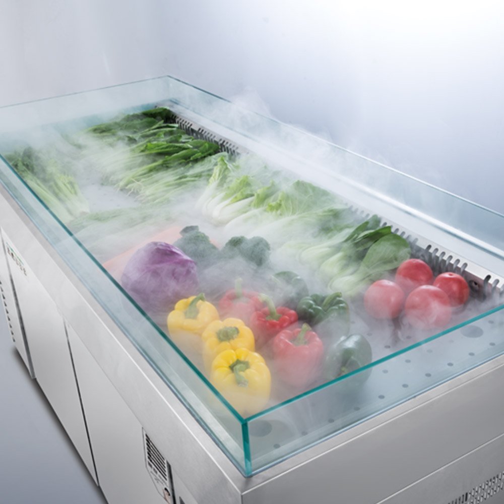 High Cost Performance Professional Table Top Display Freezer Precise Temperature Control Fish Display Table