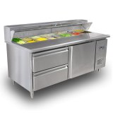 Commercial Under Counter Display Refrigerator Pizza Salad Bar Cooler with LED Light 220V Cooling Freezer