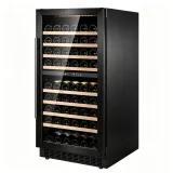 G-Touch LCD Control  Zone Wine Fridge With Pull Out Beech Wood Shelves