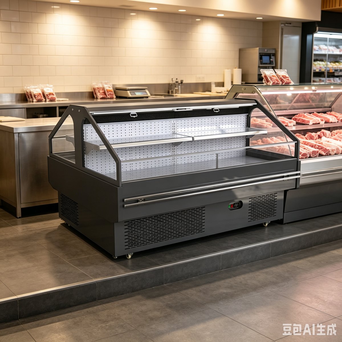 Heavy Duty Commercial Meat Cooler Uniform Cooling Stainless Steel Display Counter for Fresh Meat Retail