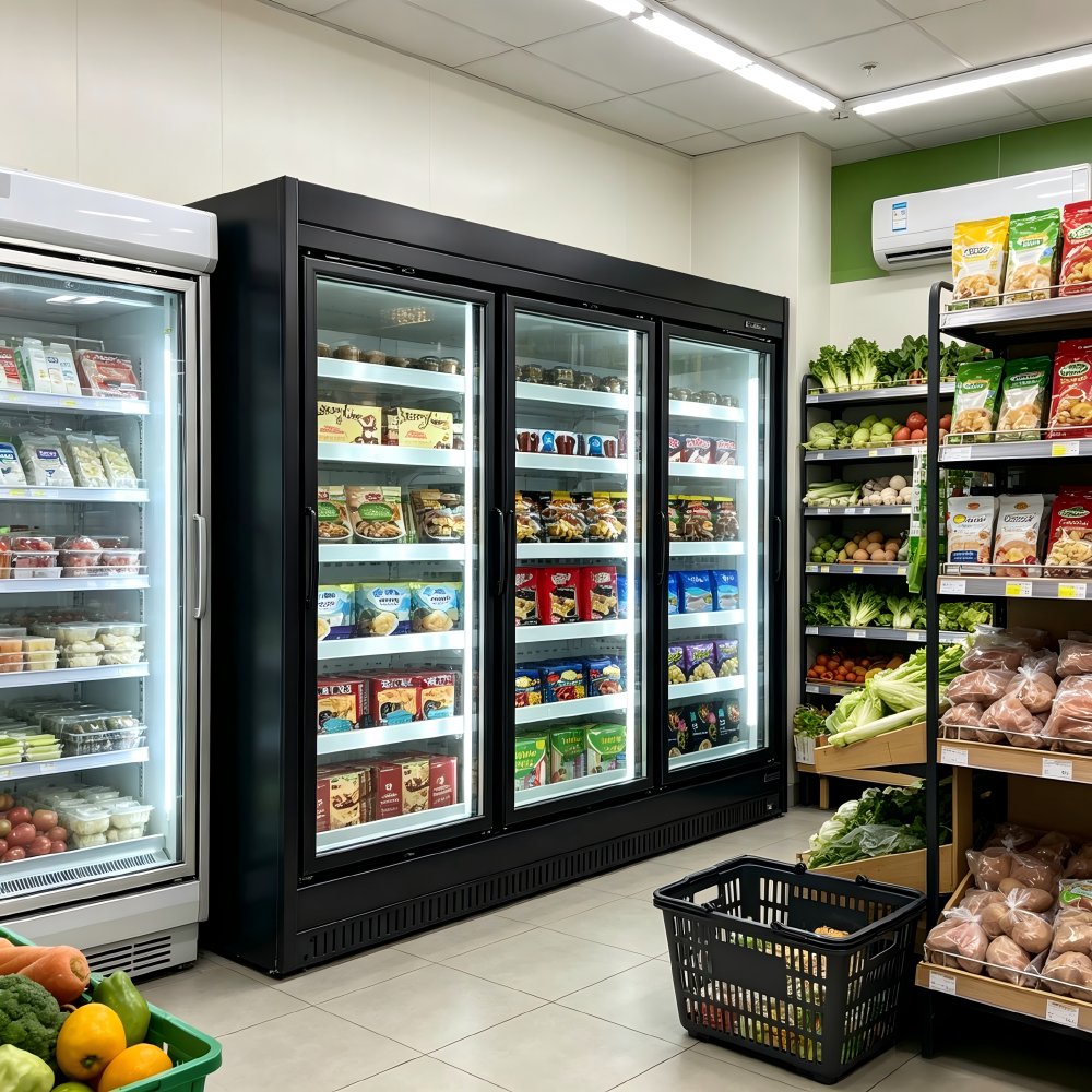 Floor Standing 4-Door Beverage Display Fridge Large Storage Commercial Drink Refrigerator for Chain Retail