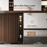 C-22L Narrow Vertical Built in Wine Refrigerator Constant Temp Glass Door Wine Cooler for Home Kitchen