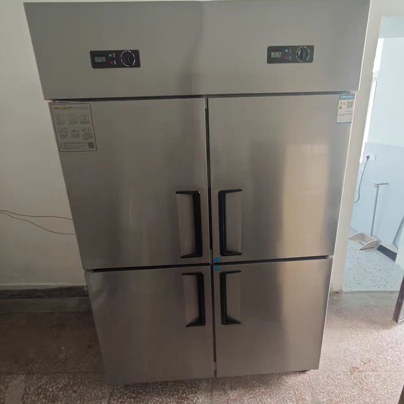 Restaurant Kitchen Stainless Steel Fan Cooling Fridge 2 Big Doors Kitchen Freezer Air Cooling Ventilated Commercial Refrigerator