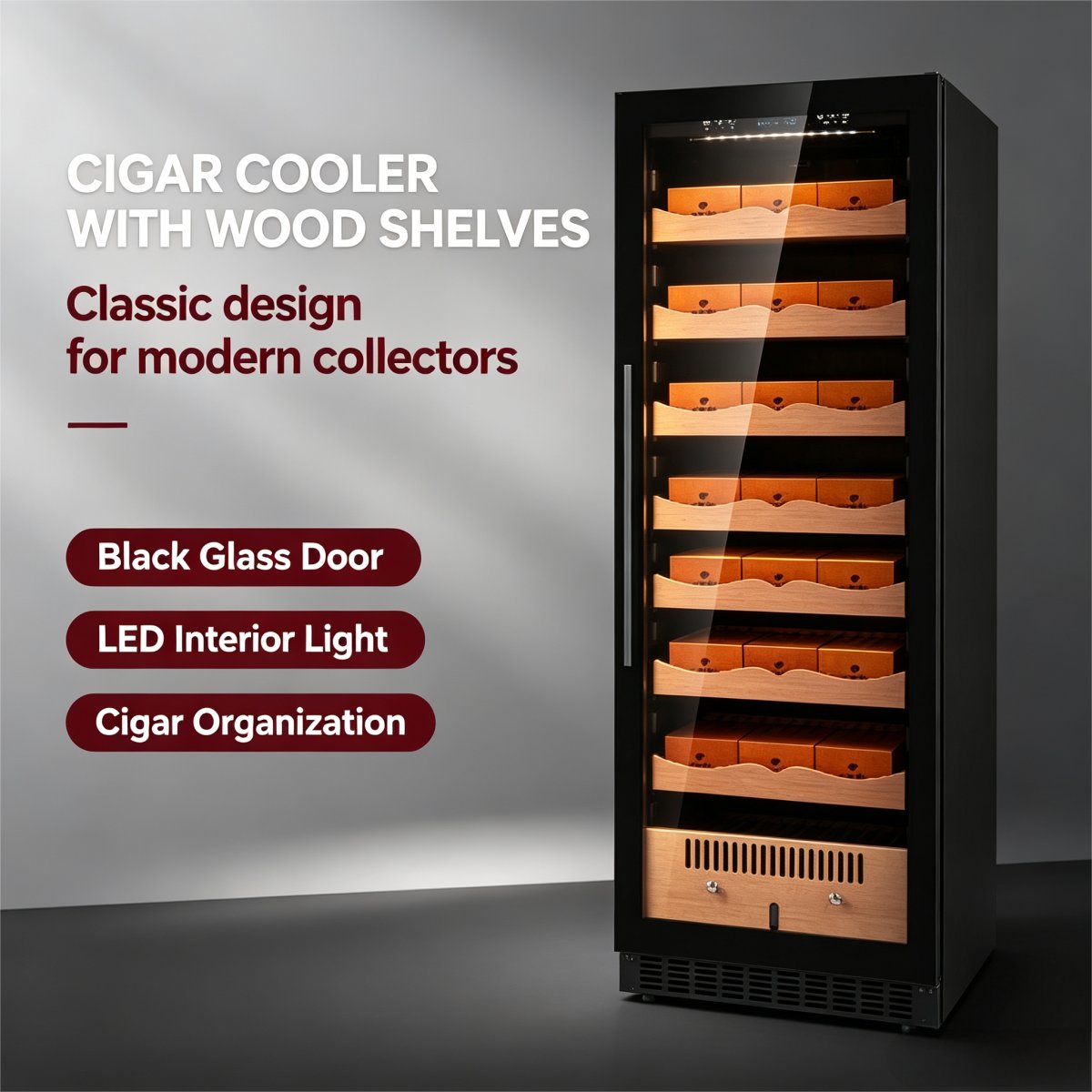 C-High Capacity Household Commercial Cigar Storage Humidor 425L Multi-Layer Cedar Shelves
