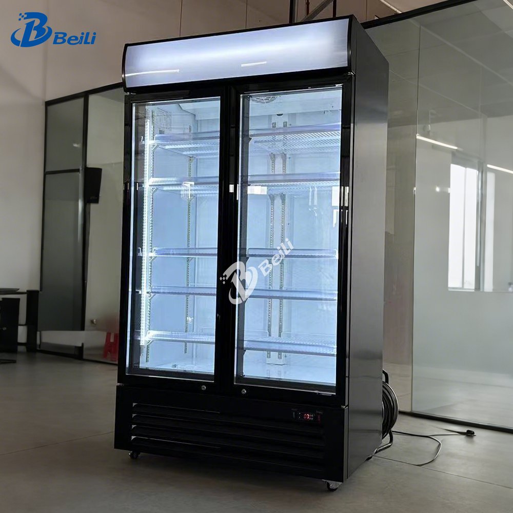 Sliding Upright Double Door Fridge Refrigerator for Drink