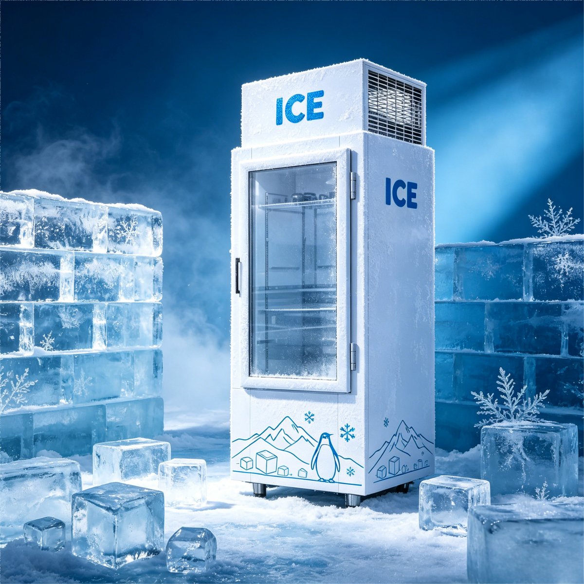 C-Single Glass Door Ice Storage Freezer with Fast Direct Cooling System Low Temperature for Ice Retail Business