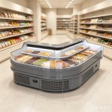 Custom Corner Meat Display Case Seamless Splicing Stainless Steel Counter for Butcher Shop Renovation