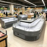 Double Layer Curved Glass Meat Cooler Adjustable Shelves Deli Display Case for Grocery Store