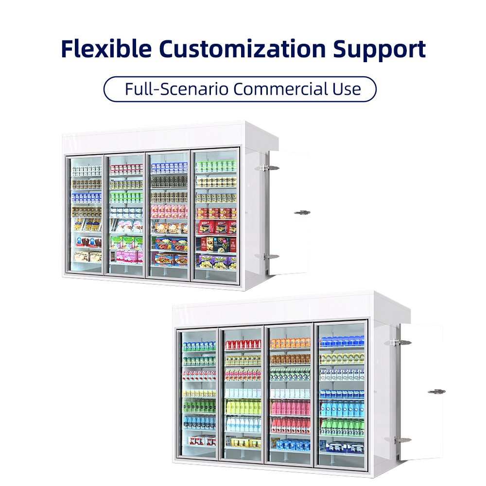 Rear Access Back Stock Display Cooler Commercial Glass Door Walk-in Refrigerator for Supermarket
