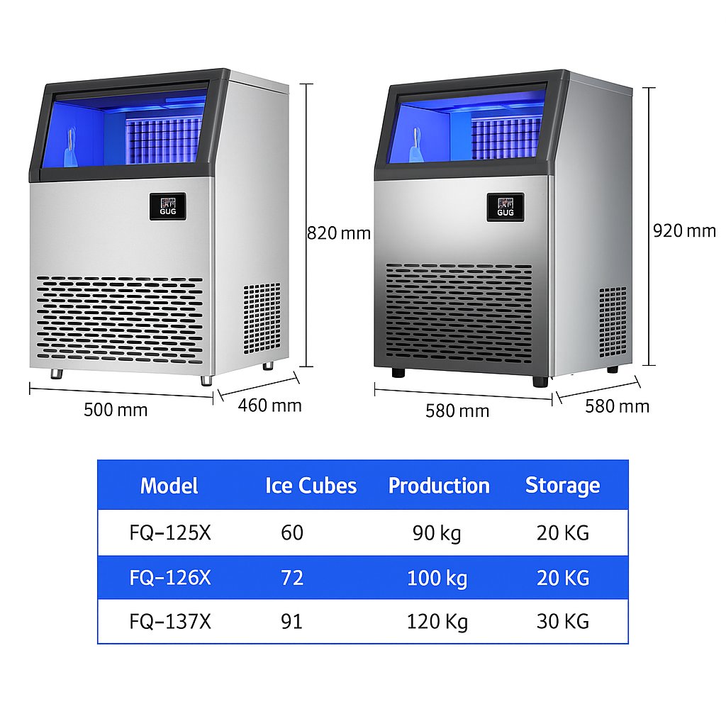 Electric Automatic Ice Maker with LED Display Square Ice for Commercial Use in Hotels Restaurants Kitchens