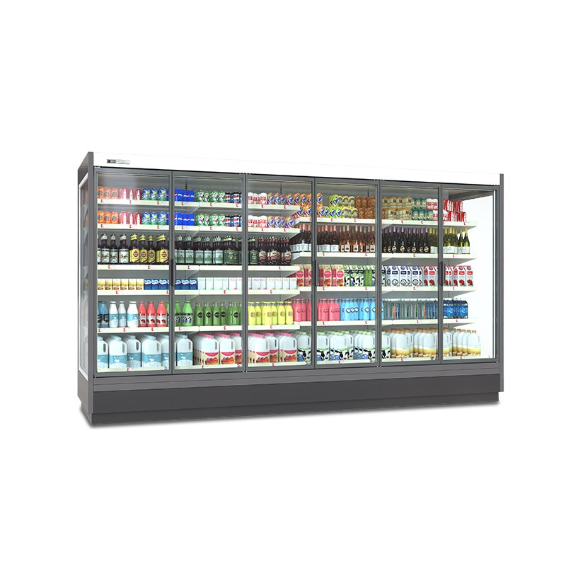 Straight Open Air Curtain Display Cooler Multi Layer LED Beverage Refrigerator for Grocery Juice Yogurt Display