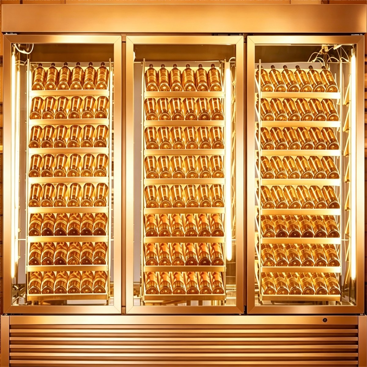 G-Luxury Golden Frame Bottom Mount Wine Display Refrigerator