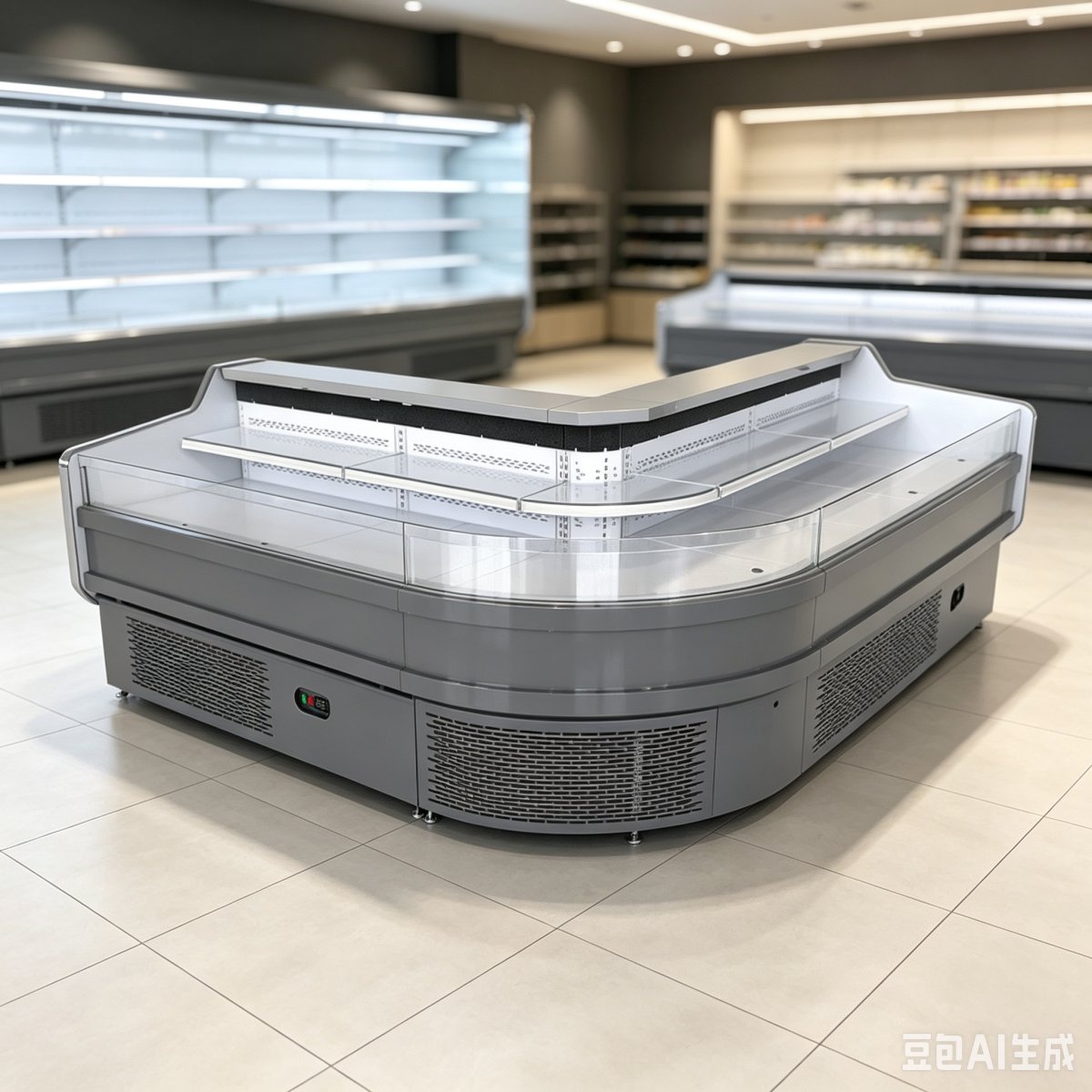 L-Shaped Corner Meat Display Case Modular Combined Refrigerated Counter for Supermarket Corner Layout