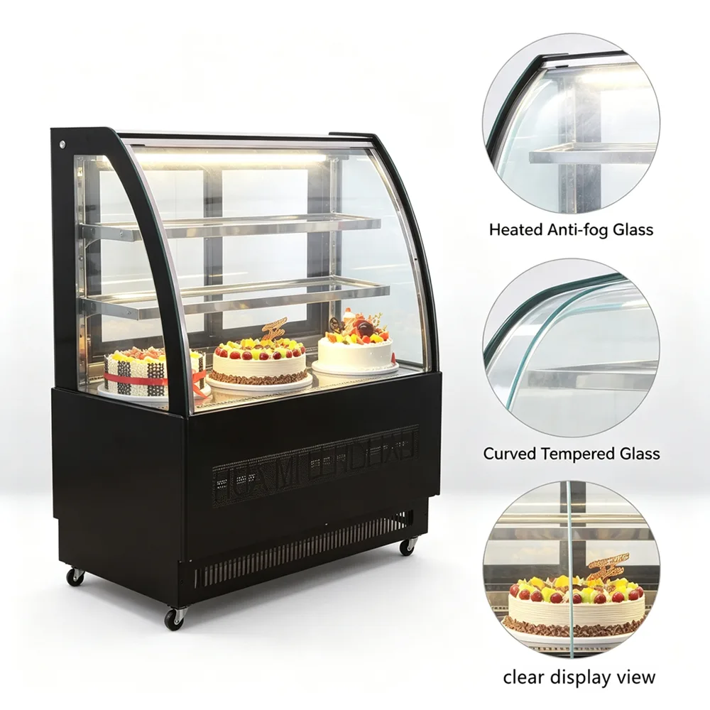 Energy Saving Commercial Cake Showcase Low Noise Refrigerated Pastry Display Cabinet
