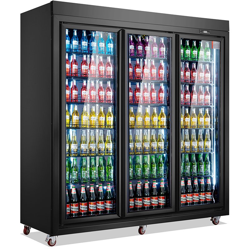 Commercial Stainless Steel Glass Door Beer Fridge Drink Cooler Outdoor Refrigerator