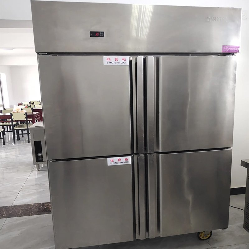 Restaurant Kitchen Stainless Steel Fan Cooling Fridge 2 Big Doors Kitchen Freezer Air Cooling Ventilated Commercial Refrigerator