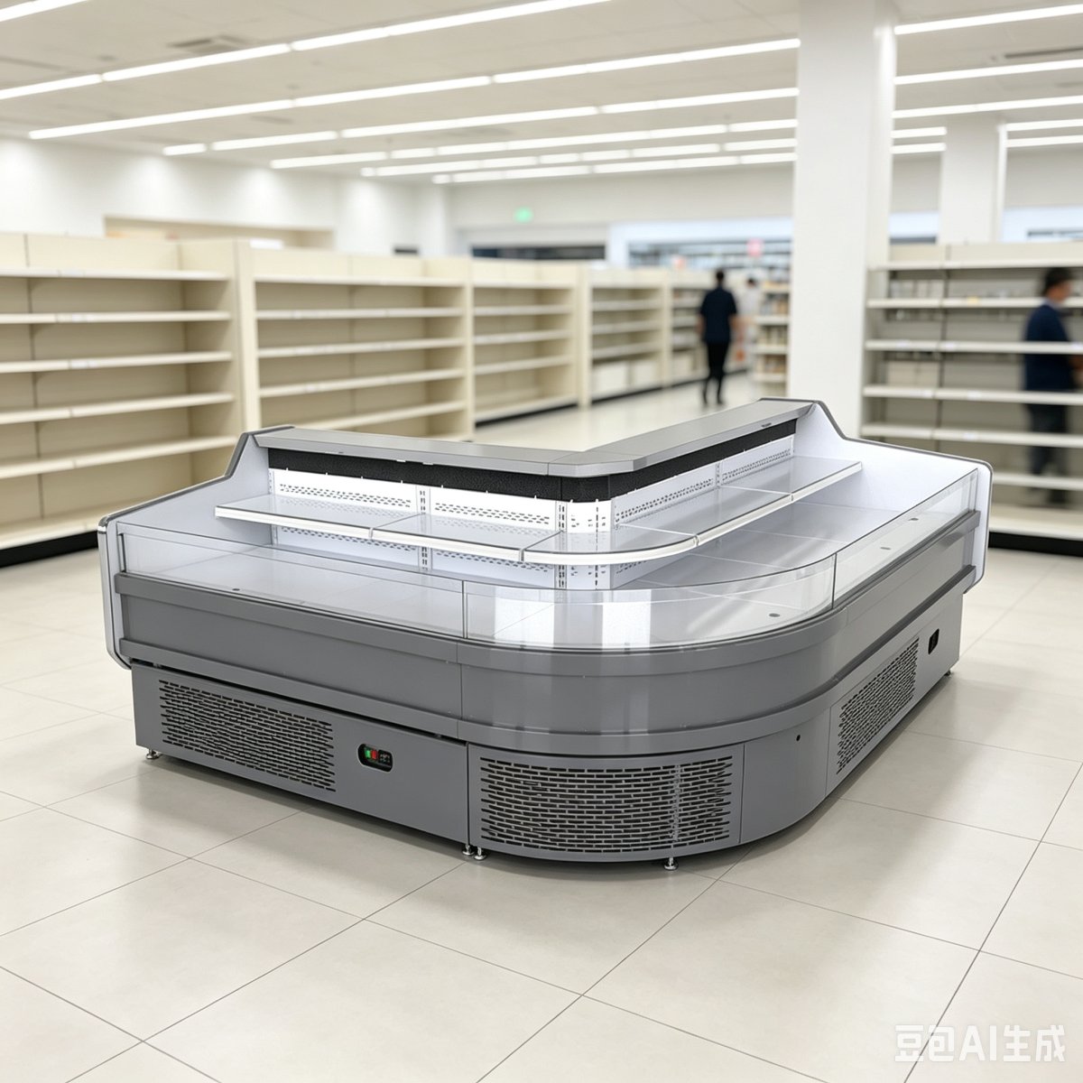 Commercial L-Shaped Refrigerated Counter Uniform Cooling Open Meat Display Case for Grocery Store