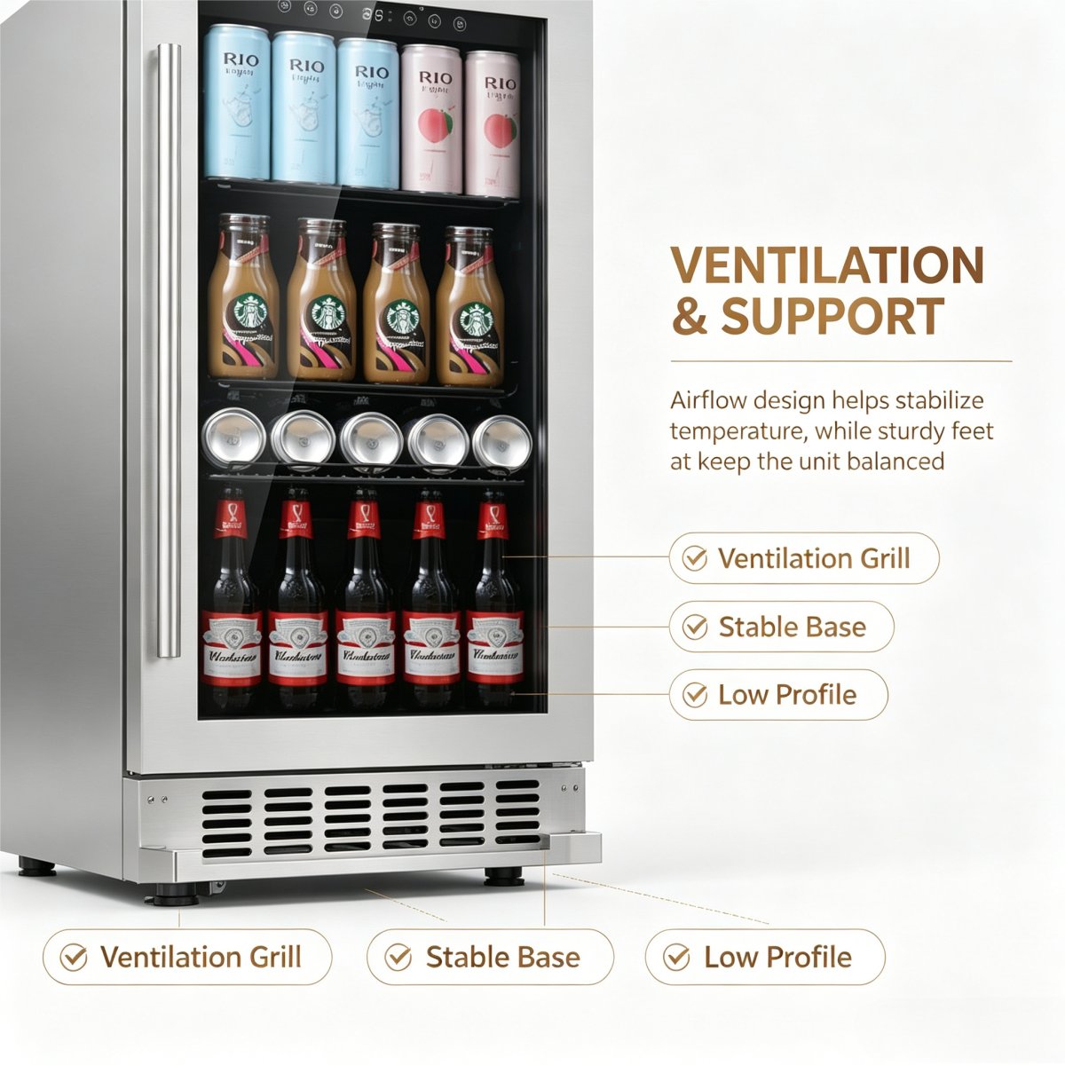 C-Household Bar Use Mini Drink Fridge 85L Vertical Beer Display Refrigerator