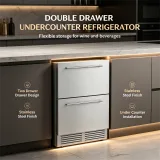 C-145L Built-in Dual Drawer Wine Refrigerator Constant Temp 2-10℃ Storage