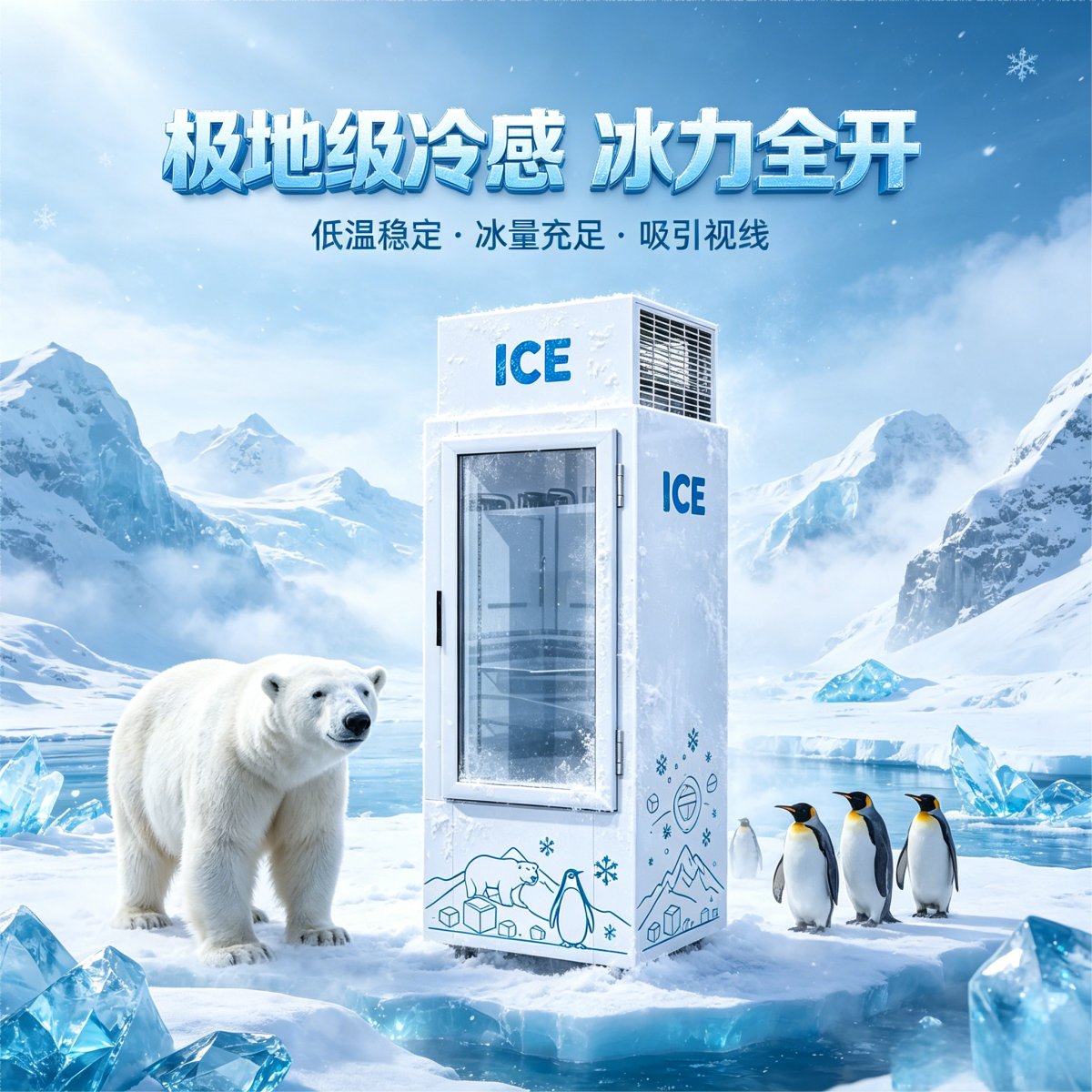 C-Brake Mobile Casters Single Chamber Ice Storage Freezer Fast Direct Cooling Anti-rust Sprayed Cabinet Body