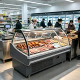 Commercial Mobile Deli Cooler Digital Temp Control Tempered Glass Cooked Food Refrigerated Display Cabinet